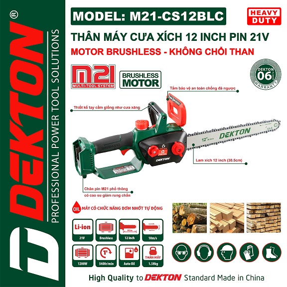 Máy cưa pin dekton m21-cs12blc chưa có pin sạc
