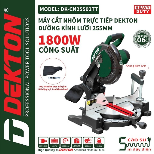 Máy cắt nhôm trực tiếp Dekton DK-CN25502TT ( Chưa có lưỡi cắt)