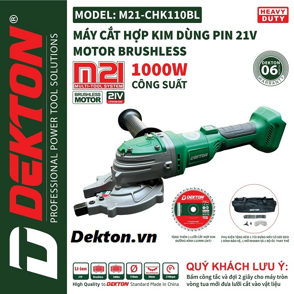 Máy cắt sắt dekton M21-chk110bl ( chưa có pin và sạc)