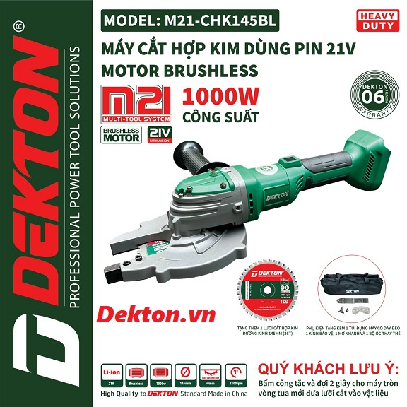 Máy cắt sắt dekton M21-chk145bl chưa có pin và sạc