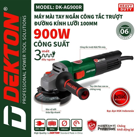 Máy Mài Góc Điện Dekton DK-AG900R chống tự khởi động lại