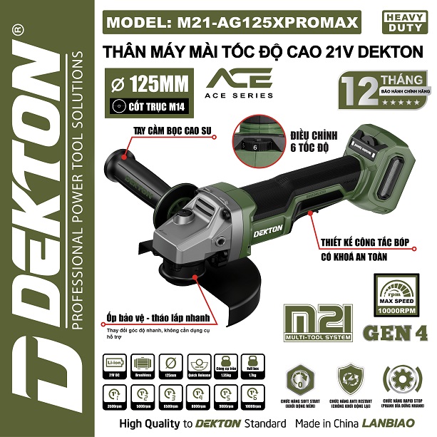 Máy mài pin dekton lưỡi 125 m21-ag125xpromax