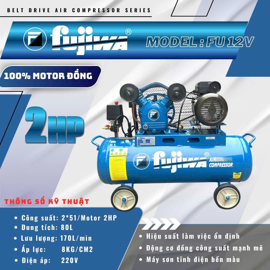 Máy nén khí fujiwa FU12V 80 lít chạy dây curoa