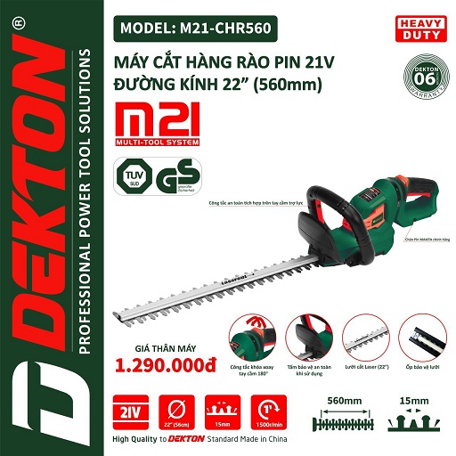 Máy cắt tỉa hàng rào chân pin M21 model M21-CHR560 ( chưa pin và sạc)